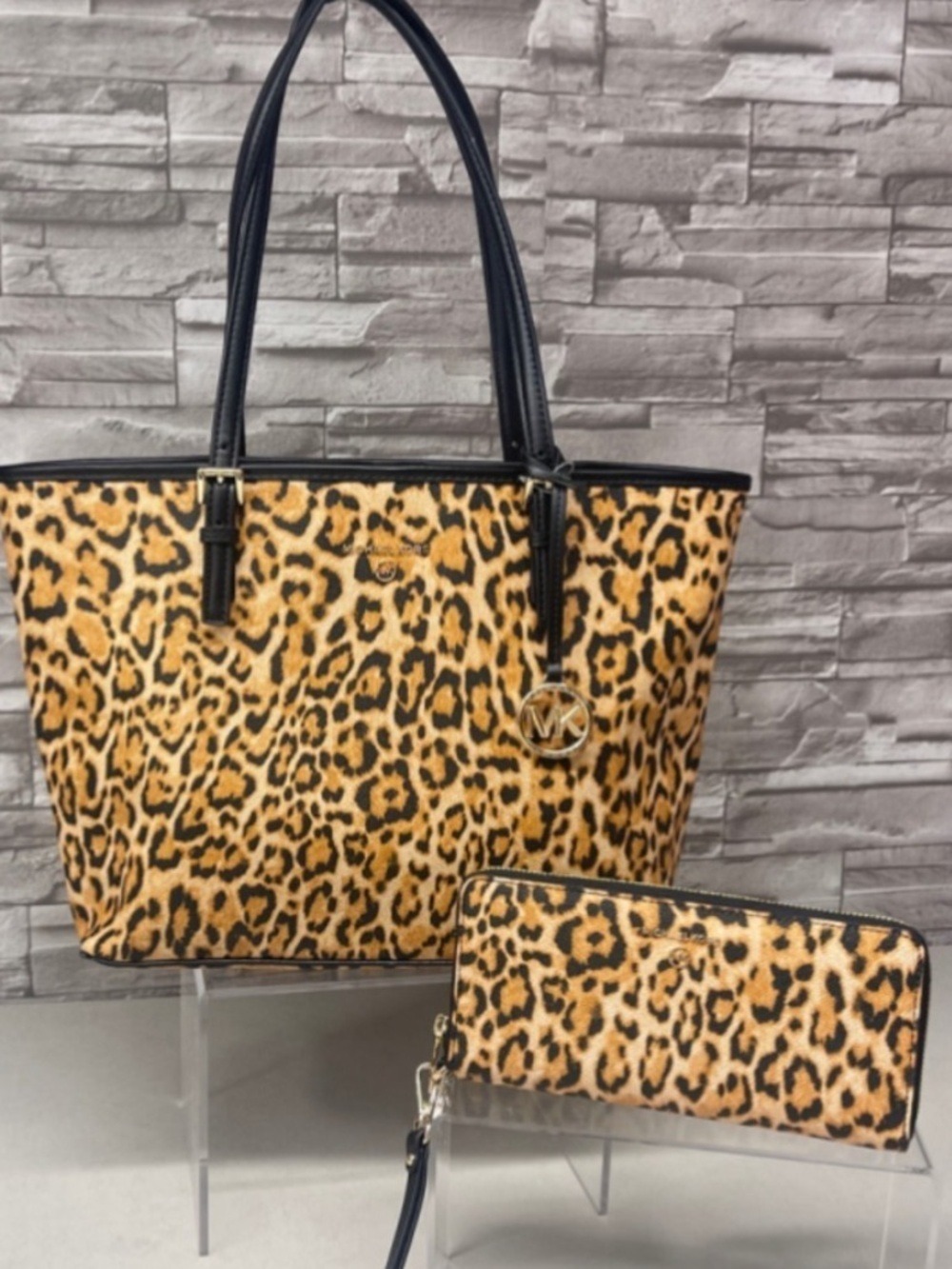 Michael Kors Charm Meduim Carryall Tote Cheetah Print & Matching Wallet Marigold - Picture 13 of 13